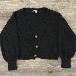 Dark Grey Cropped Cardigan